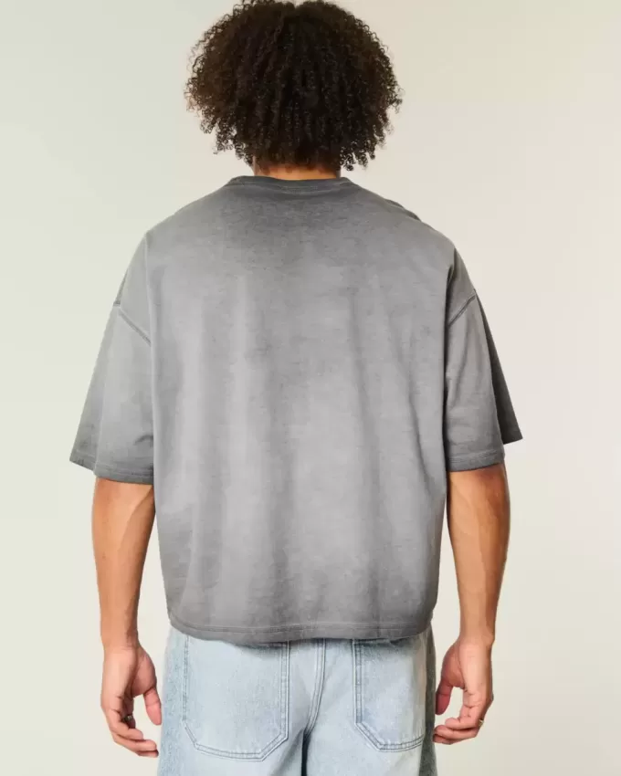 Camiseta holgada lavada con cuello redondo Camiseta holgada lavada con cuello redondo