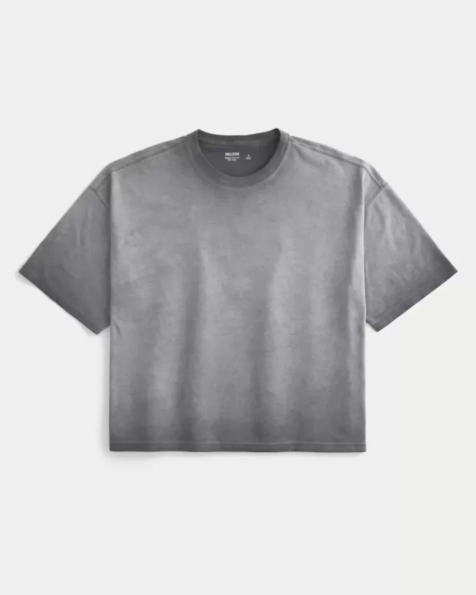 Camiseta holgada lavada con cuello redondo Camiseta holgada lavada con cuello redondo