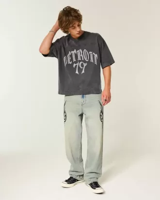 Camiseta holgada y pesada con gráfico de fútbol de Detroit