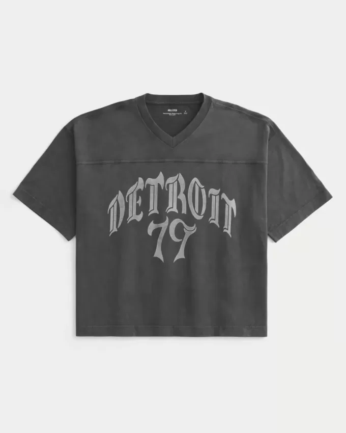 Camiseta holgada y pesada con gráfico de fútbol de Detroit Camiseta holgada y pesada con gráfico de fútbol de Detroit