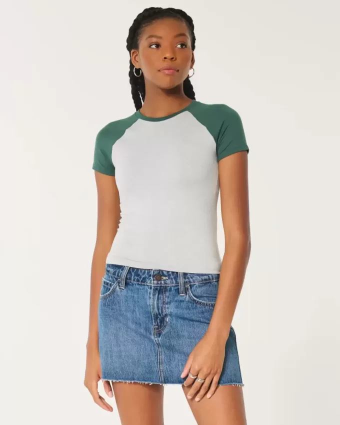Camiseta larga de tela sin costuras con cuello redondo para bebé