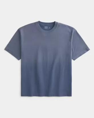 Camiseta lavada de cuello redondo, de corte cuadrado y peso pesado