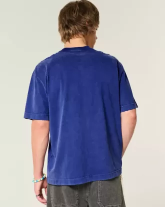 Camiseta lavada de cuello redondo, de corte cuadrado y peso pesado