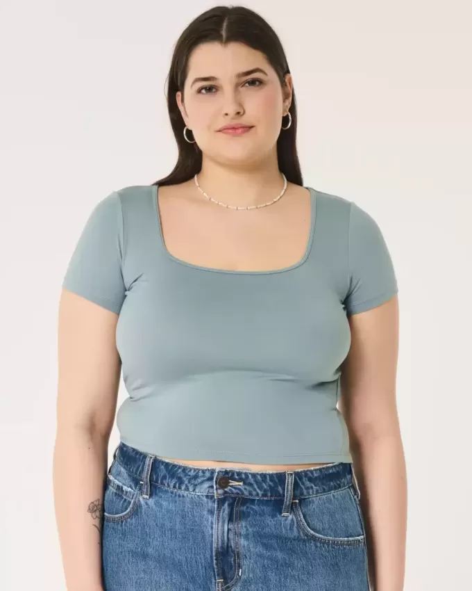 Camiseta para bebé de cuello cuadrado de tela elástica suave sin costuras Camiseta para bebé de cuello cuadrado de tela elástica suave sin costuras