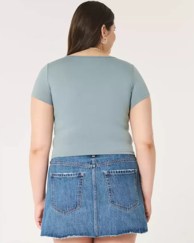 Camiseta para bebé de cuello cuadrado de tela elástica suave sin costuras Camiseta para bebé de cuello cuadrado de tela elástica suave sin costuras