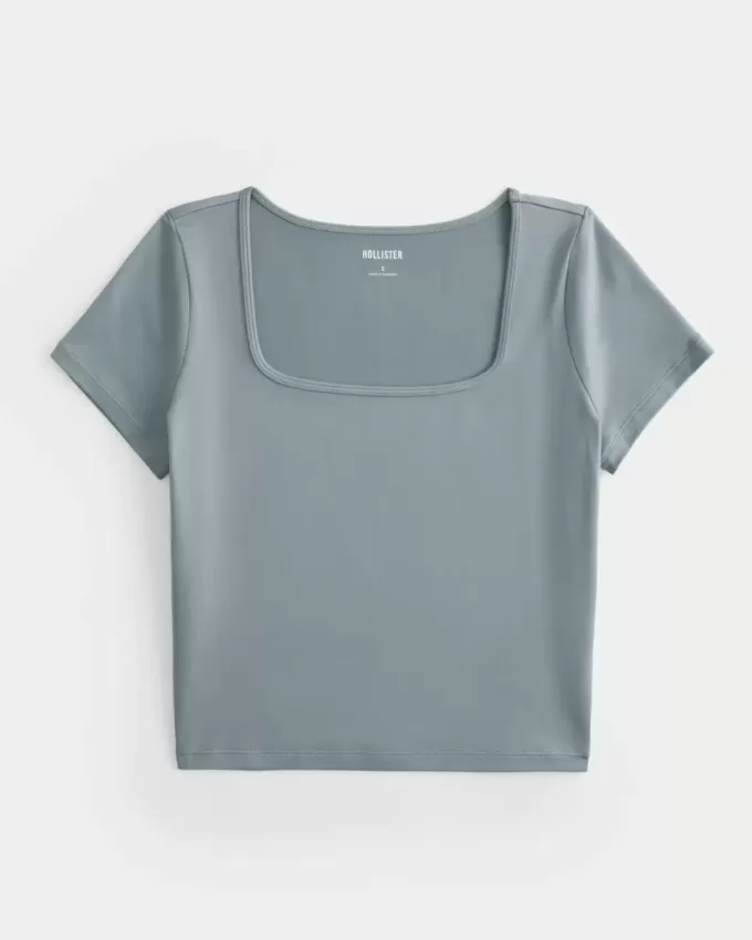 Camiseta para bebé de cuello cuadrado de tela elástica suave sin costuras Camiseta para bebé de cuello cuadrado de tela elástica suave sin costuras
