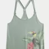 Camiseta sin mangas con estampado de aves tropicales Easy Trend Drop