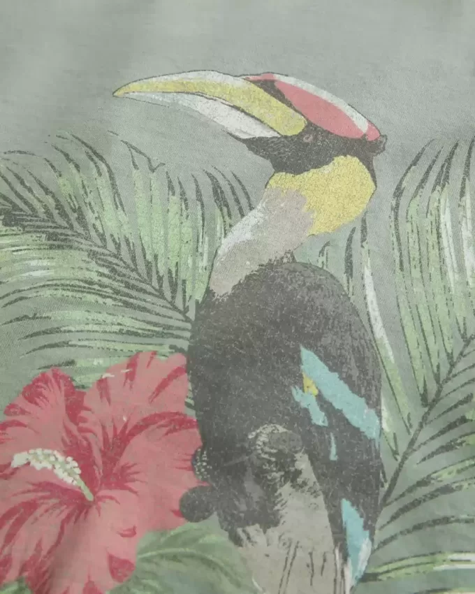 Camiseta sin mangas con estampado de aves tropicales Easy Trend Drop