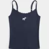 Camiseta sin mangas con estampado de perro y ribete de encaje Camiseta sin mangas con estampado de perro y ribete de encaje