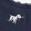 Camiseta sin mangas con estampado de perro y ribete de encaje Camiseta sin mangas con estampado de perro y ribete de encaje