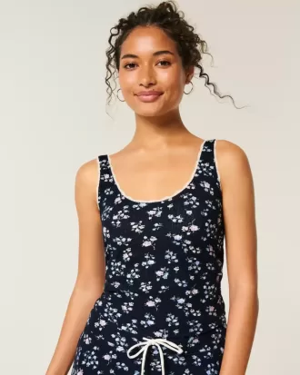 Camiseta sin mangas con ribete de encaje de gofre de Gilly Hicks