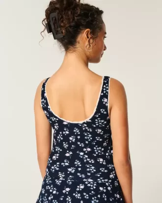 Camiseta sin mangas con ribete de encaje de gofre de Gilly Hicks