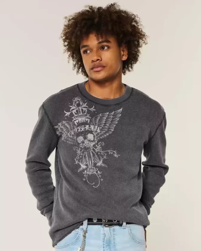 Camiseta térmica con estampado de calavera Camiseta térmica con estampado de calavera