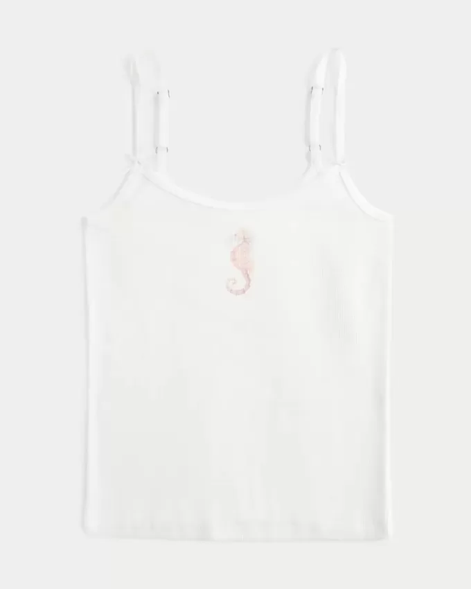 Camisola acanalada con gráfico de caballito de mar