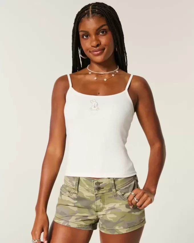 Camisola acanalada con gráfico de conejo