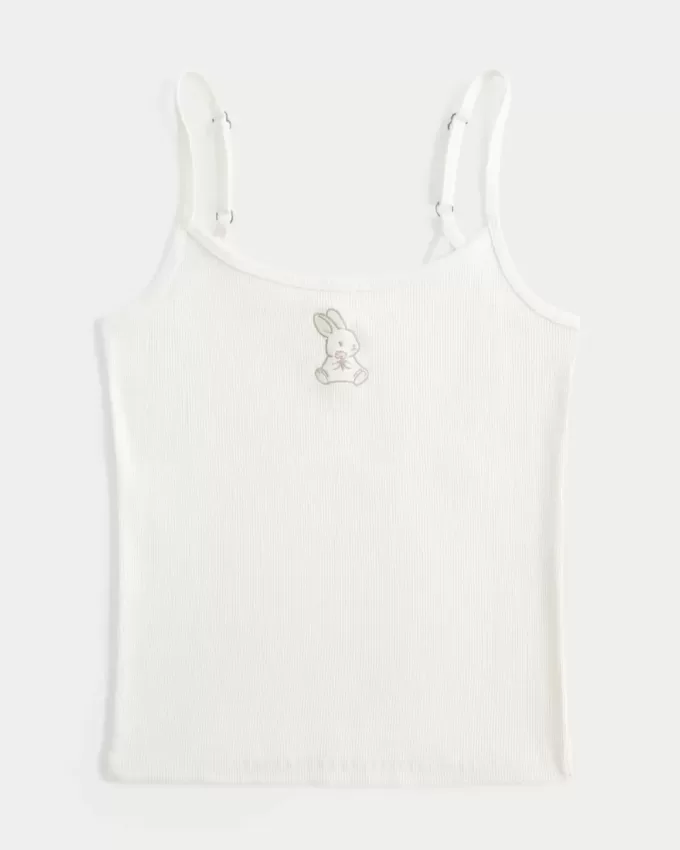 Camisola acanalada con gráfico de conejo