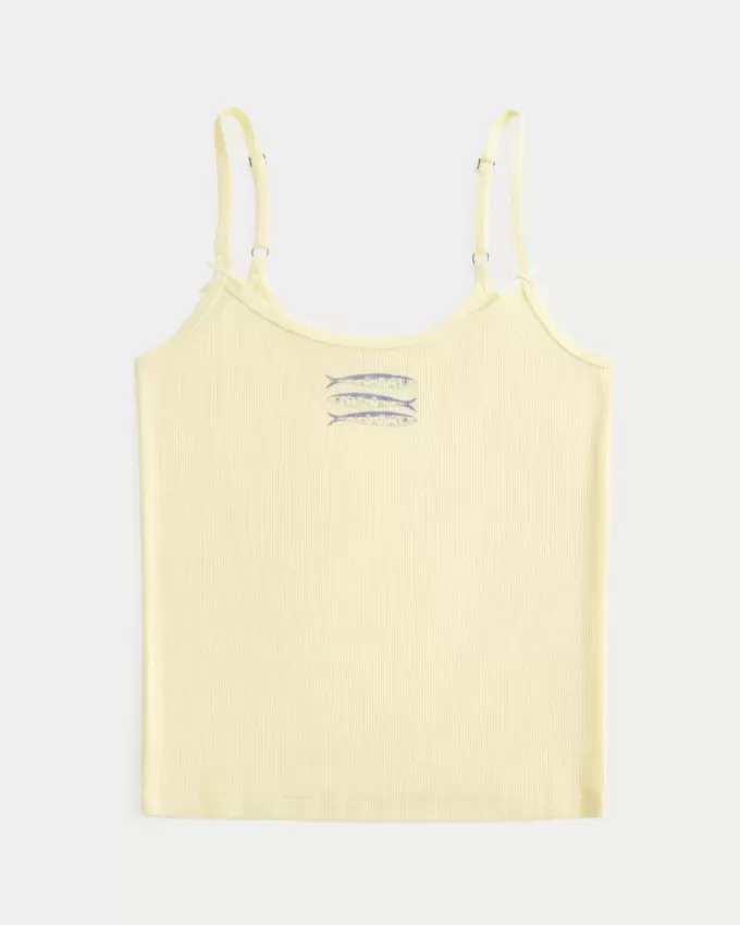 Camisola acanalada con gráfico de pez Camisola acanalada con gráfico de pez