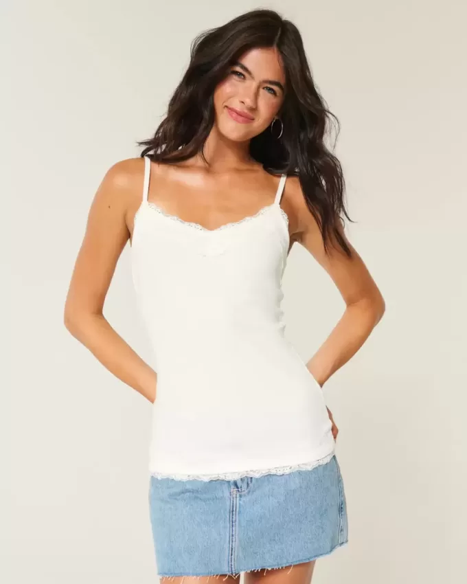 Camisola con ribete de encaje Camisola con ribete de encaje
