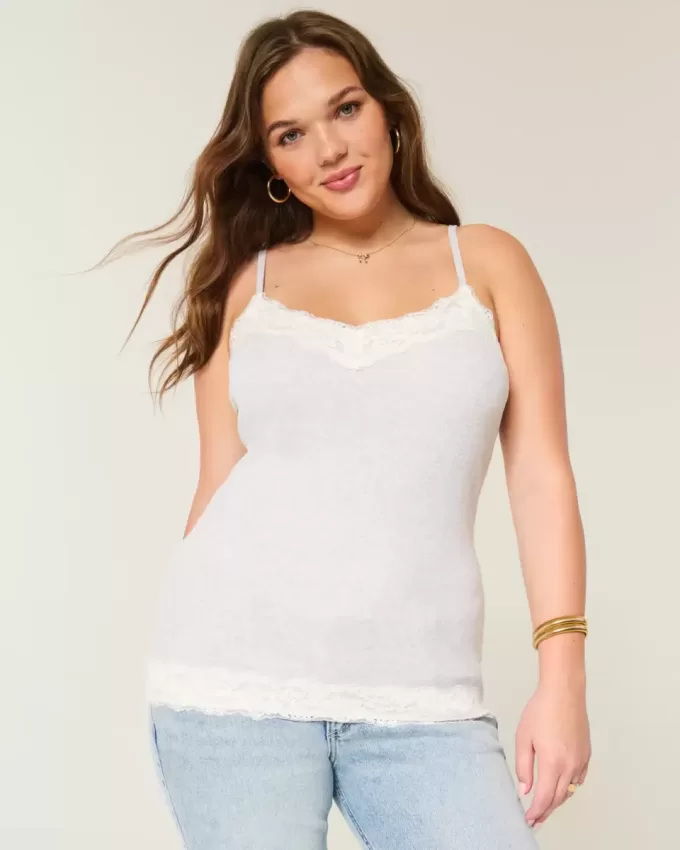 Camisola con ribete de encaje Camisola con ribete de encaje
