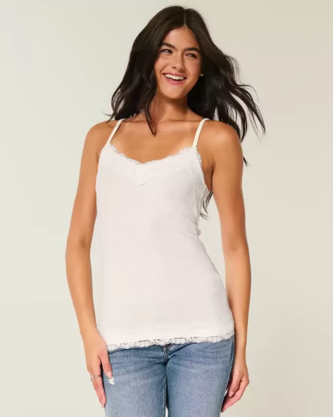 Camisola con ribete de encaje Camisola con ribete de encaje
