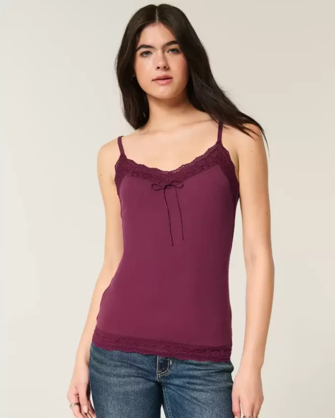 Camisola con ribete de encaje Camisola con ribete de encaje