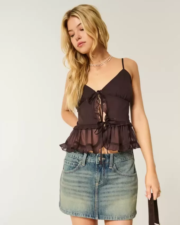Camisola de gasa con volantes Camisola de gasa con volantes