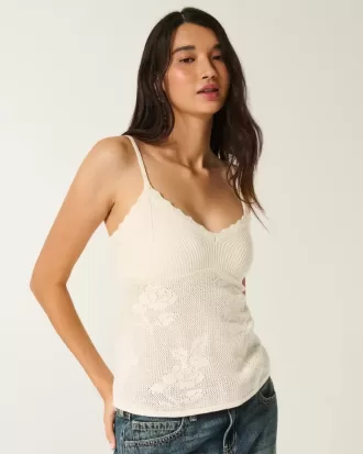Camisola estilo babydoll con cuello halter y bordado fácil