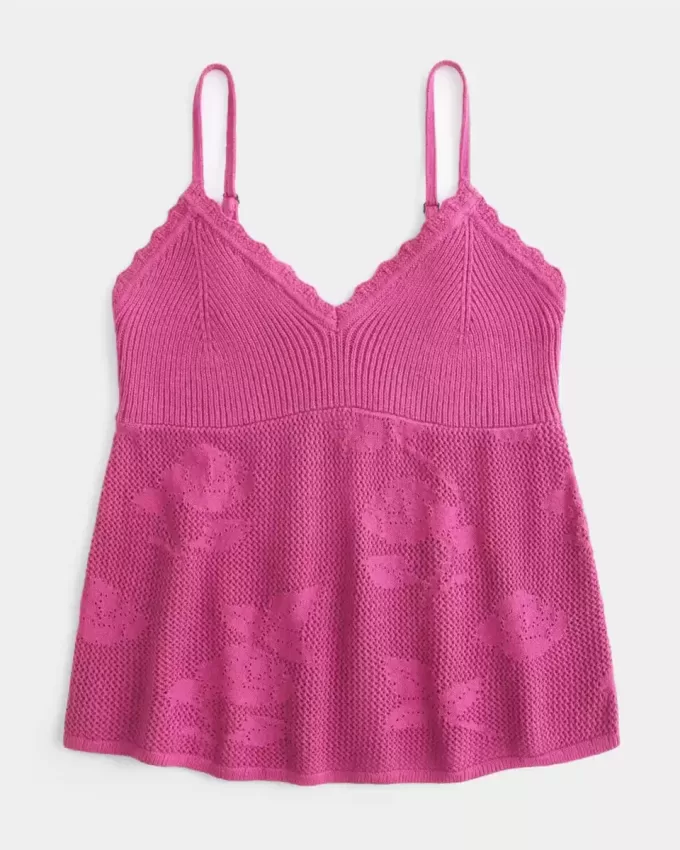 Camisola estilo babydoll con cuello halter y bordado fácil Camisola estilo babydoll con cuello halter y bordado fácil