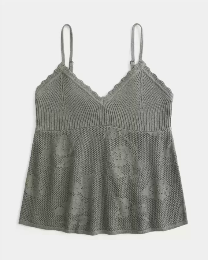 Camisola estilo babydoll con cuello halter y bordado fácil Camisola estilo babydoll con cuello halter y bordado fácil