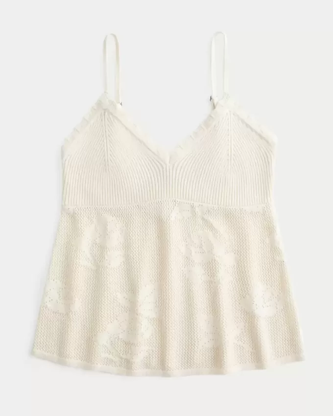 Camisola estilo babydoll con cuello halter y bordado fácil Camisola estilo babydoll con cuello halter y bordado fácil