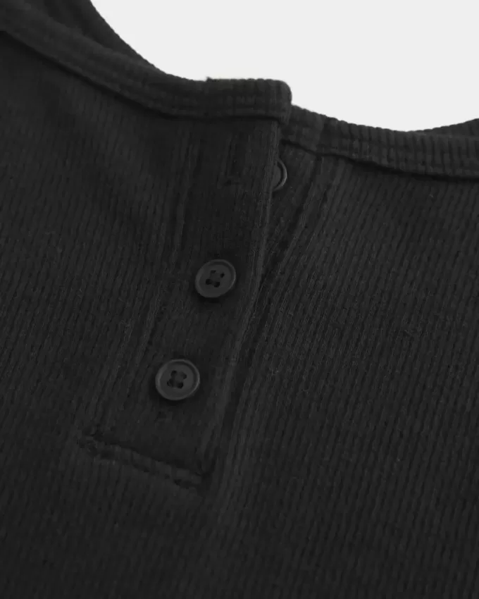 Camisola Henley con muesca acanalada Camisola Henley con muesca acanalada