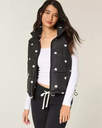 Chaleco acolchado con estampado de corazones