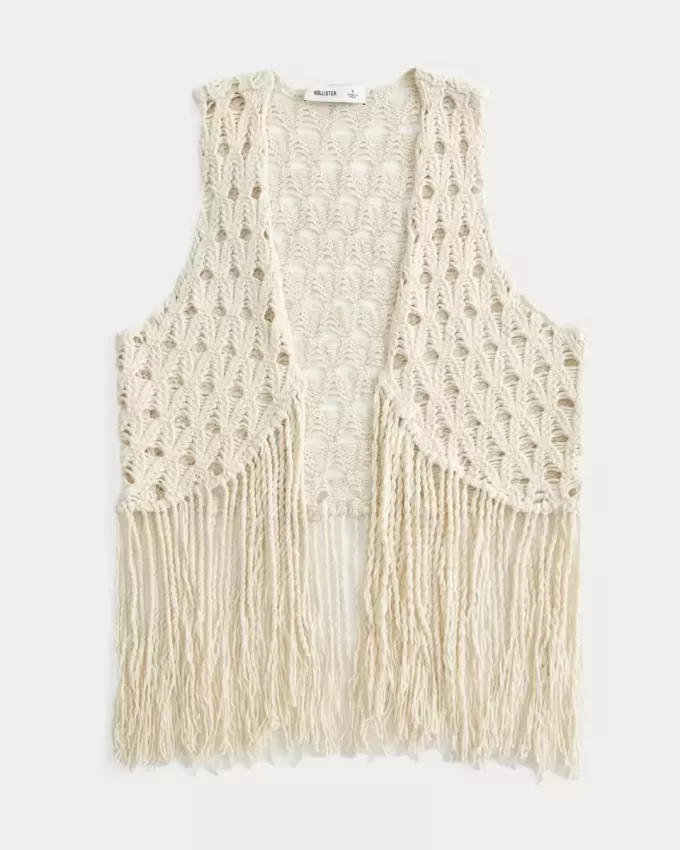 Chaleco con flecos fácil de tejer a crochet Chaleco con flecos fácil de tejer a crochet