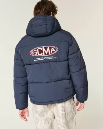 Chaqueta acolchada con capucha y gráfico de deportes de motor