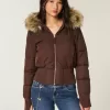 Chaqueta bomber acolchada con ribete de piel sintética Chaqueta bomber acolchada con ribete de piel sintética