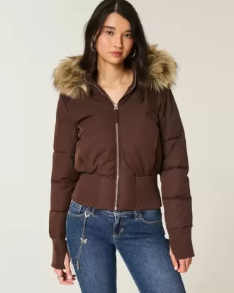 Chaqueta bomber acolchada con ribete de piel sintética