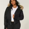 Chaqueta bomber acolchada con ribete de piel sintética Chaqueta bomber acolchada con ribete de piel sintética