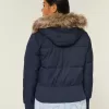 Chaqueta bomber acolchada con ribete de piel sintética Chaqueta bomber acolchada con ribete de piel sintética