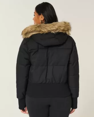 Chaqueta bomber acolchada con ribete de piel sintética