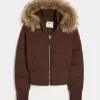 Chaqueta bomber acolchada con ribete de piel sintética Chaqueta bomber acolchada con ribete de piel sintética