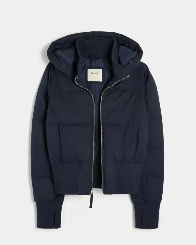 Chaqueta bomber acolchada con ribete de piel sintética Chaqueta bomber acolchada con ribete de piel sintética