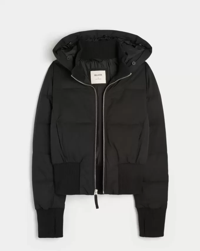 Chaqueta bomber acolchada con ribete de piel sintética Chaqueta bomber acolchada con ribete de piel sintética