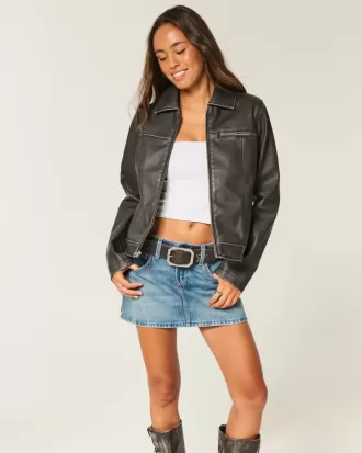 Chaqueta de cuero vegano con cremallera