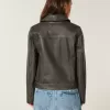 Chaqueta de cuero vegano con cremallera Chaqueta de cuero vegano con cremallera