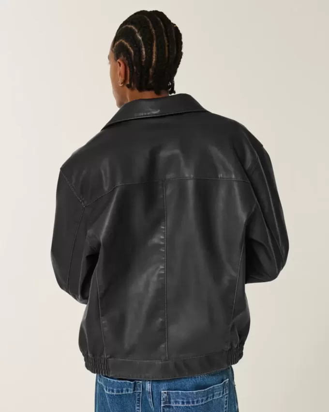 Chaqueta de cuero vegano con cremallera Chaqueta de cuero vegano con cremallera