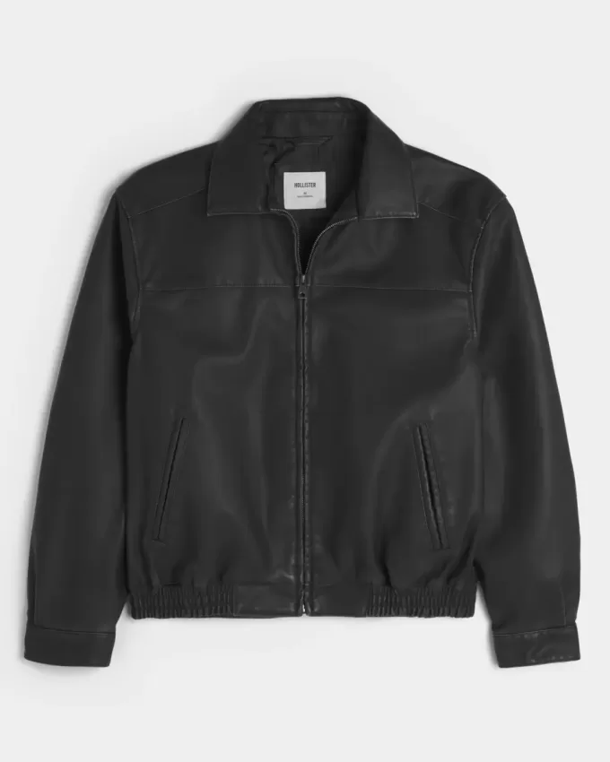Chaqueta de cuero vegano con cremallera Chaqueta de cuero vegano con cremallera