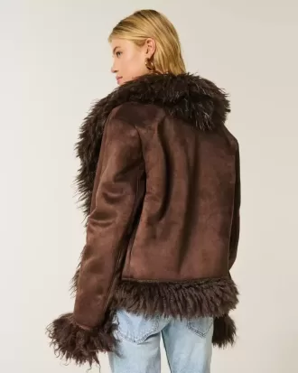 Chaqueta de piel sintética de oveja con forro de piel sintética