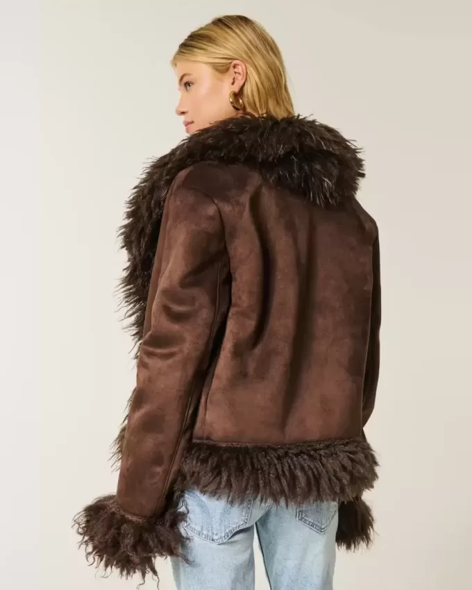 Chaqueta de piel sintética de oveja con forro de piel sintética