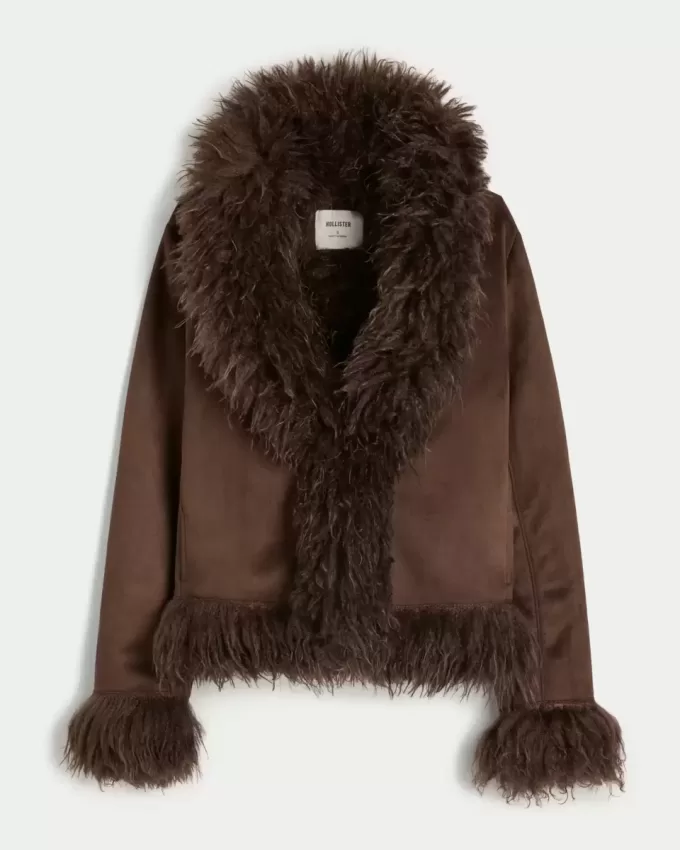 Chaqueta de piel sintética de oveja con forro de piel sintética