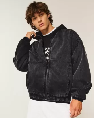 Chaqueta skater vaquera negra lavada